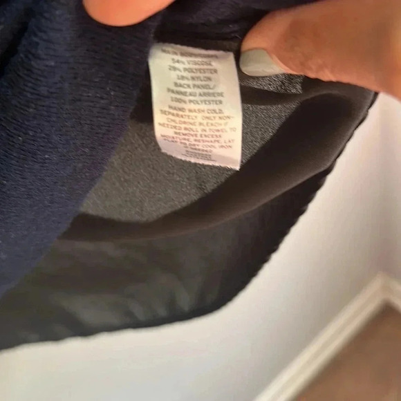 Chelsea28 Blue & Black Sheer High Low Sweater Size Small - Picture 9 of 9